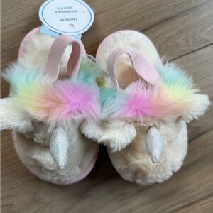Cat & Jack Unicorn Kids Slippers - Cream and Multicolor 5-6T